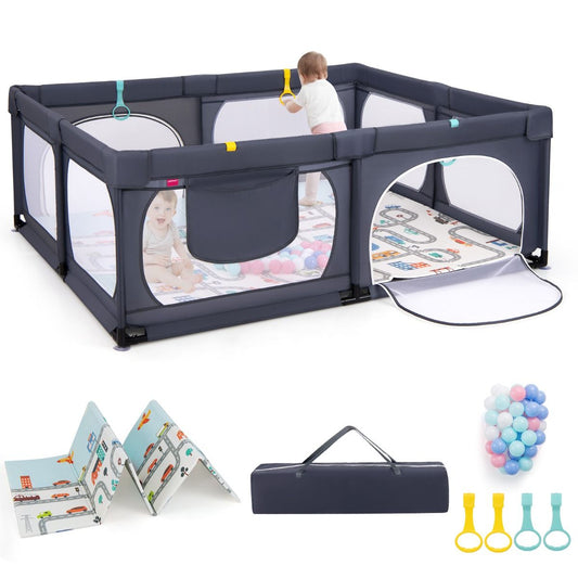 Coast Babybox met Matras en 50 Speelballen 189 x 158 x 68 cm - Donkergrijs