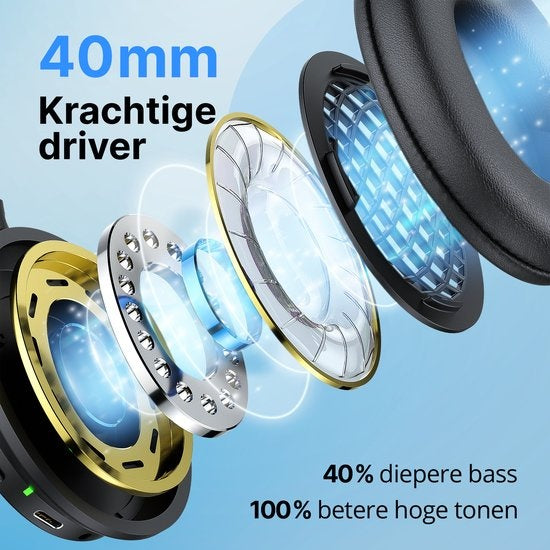 Unitone Focus Koptelefoon Draadloos - Active Noise Cancelling - Bluetooth - Over-ear - Geschikt voor Apple & Android