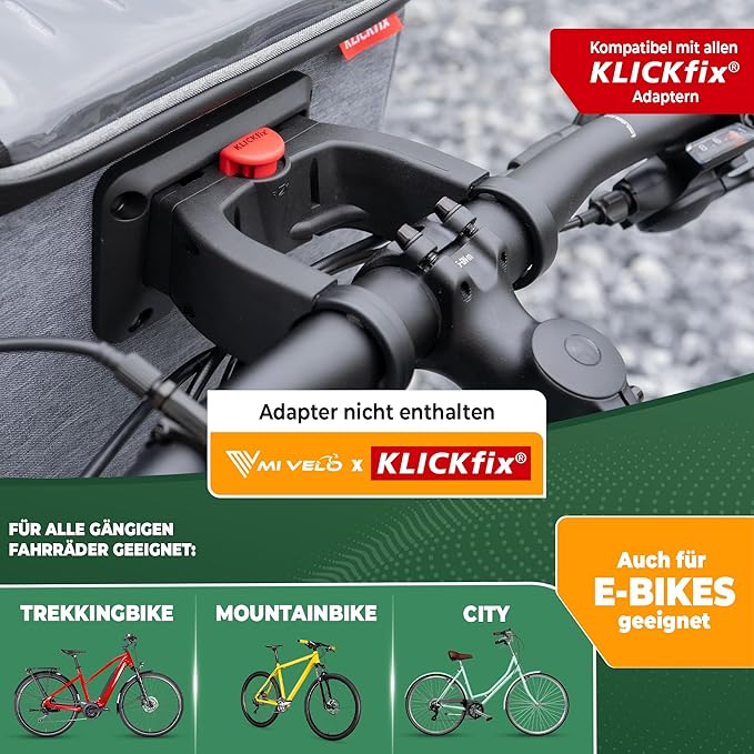 MIVELO Stuurtas – Waterafstotend & Klickfix-Compatibel – 7 liter – Grijs