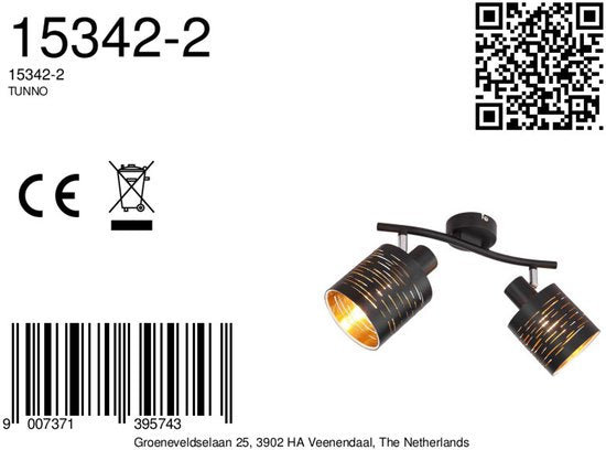 Globo - spot - TUNNO - zwart - metaal - opbouwspot - E14 - 15342-2