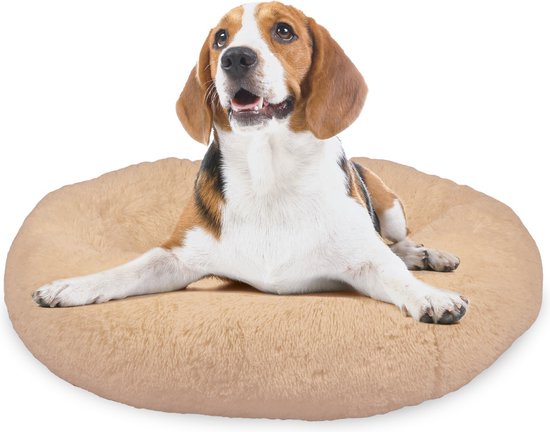 Peaceful Pooch M - pluizig hondenbed - 76cm diameter - opvouwbaar - in verschillende maten. Kattenbed - wasbaar - uitneembare vulling - ontspant gewrichten en spieren - anti-slip noppenbodem