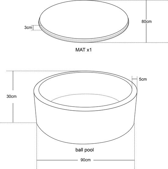 Sunny Boaz Ballenbak inclusief 160 ballen Velvet Grijs – Wit/Grijs/Goud Ø7cm ballen – Ballenbad rond Ø90x30cm