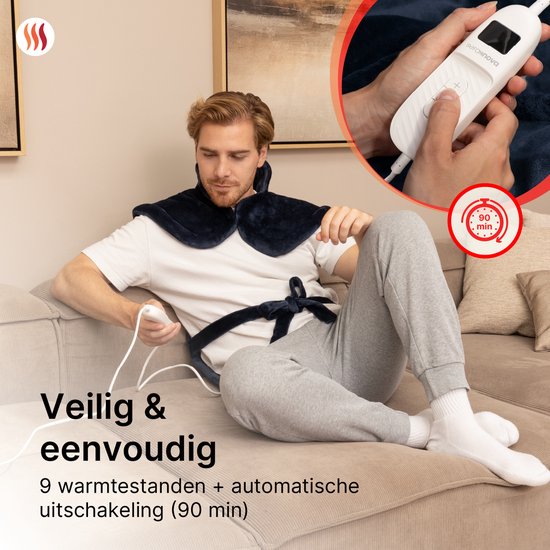 Seranova Verzwaard Elektrisch Warmtekussen voor Rug, Schouders en Nek - Heating Pad - Verwarmingskussen - 1.3KG - 100w - Blauw