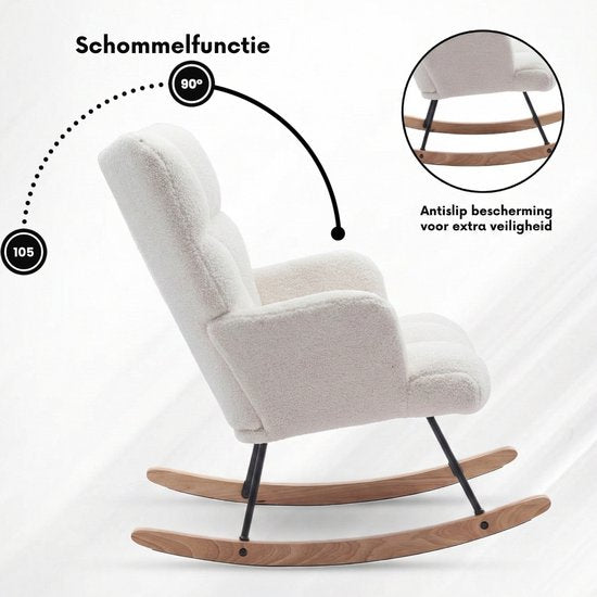 Bayt Schommelstoel - Fauteuil - Schommelstoel Babykamer - Relaxstoel - Wit