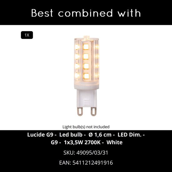Lucide GIPSY - Wandlamp - 1xG9 - Wit - Japandi