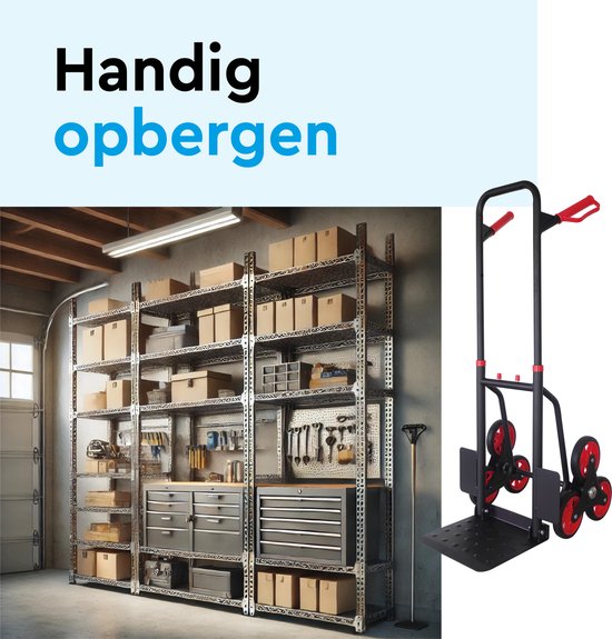 BRASQ Steekwagen Trap - Staal - 120KG Draagvermogen - Transportkar - Transporthulp - Opvouwbaar - Trapsteekwagen