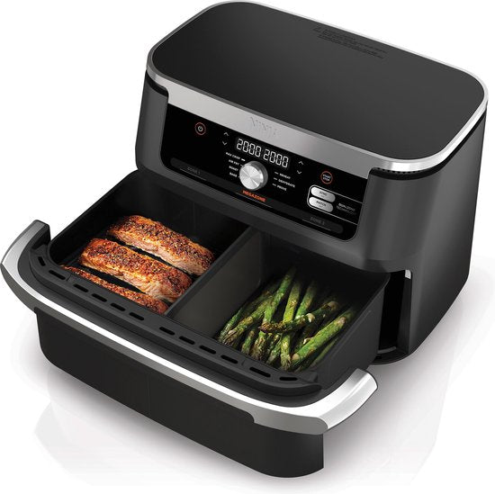 Ninja Foodi FlexDrawer Airfryer, DualZone met verwijderbaar tussenschot, grote lade van 10,4 l, vaatwasserbestendige onderdelen met antiaanbaklaag - Zwart - AF500EU