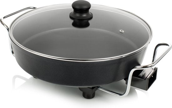 Princess 162367 XL Snackpan - Elektrische Hapjespan – Met deksel - Regelbare thermostaat - 1800W - Krachtig dubbel verwarmingselement - Groot - 5.4 Liter - 1.5 meter snoer
