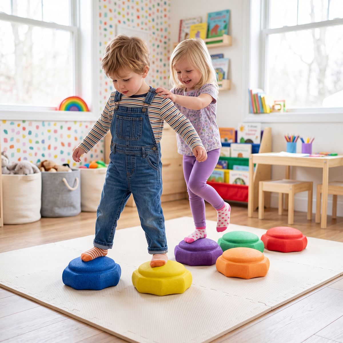Coast Balansstenen voor kinderen - 6-delige set - antislip - stapelbaar - meerkleurig