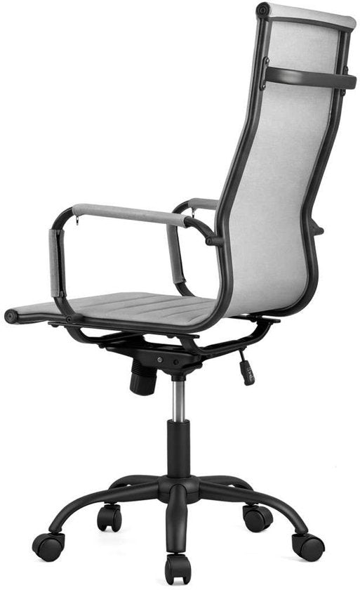 Feel Furniture - Luxe Bureaustoel - Hoge Rugleuning - Lichtgrijs met Mat Zwart Frame