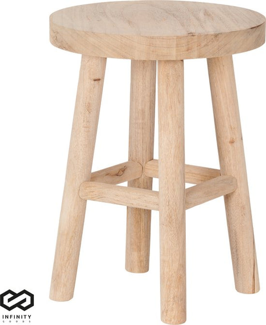 Infinity Goods Kruk Hout - Teakhout - Bijzettafel - Voetenbankje - Plantentafel - Opstapje - Tot 150 kg - Bruin