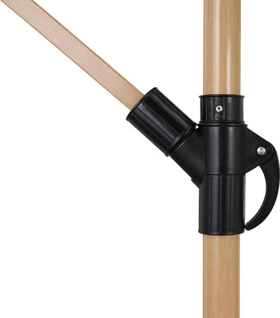 Zwevende / Hangende Parasol - Creme - 300 cm breed - 250 cm Hoog - Houtlook - incl. hoes