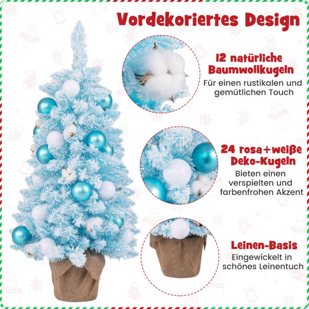 Coast Kerstboom - PVC - 136 Takpunten - Incl. 24 Ballen & 12 Wattenbollen - 44x90 cm - Blauw