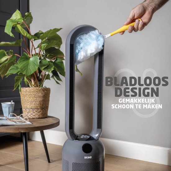 BREND BR-2243 Bladeless Fan Ventilatorkachel - 2200 Watt - Bladloos - LED-Display - Timer - Oscillatie - Veilig voor Kinderen en Huisdieren - Donkergrijs