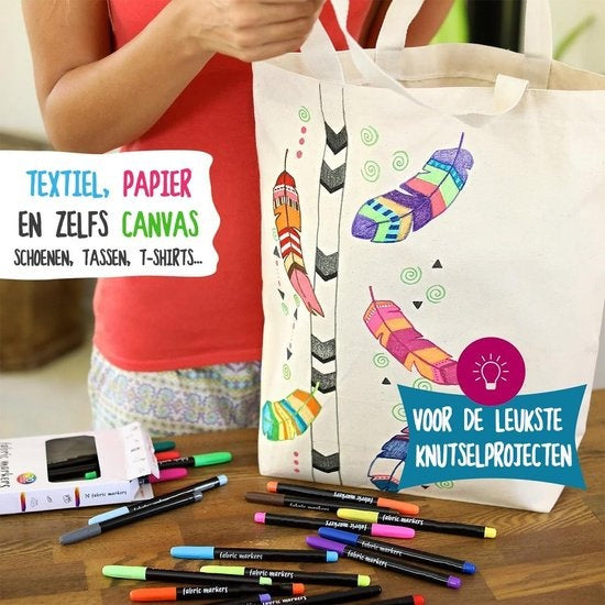 Strex Textielstiften - 20 stuks - Kleding stiften - Textielmarkers - Textiel Stiften