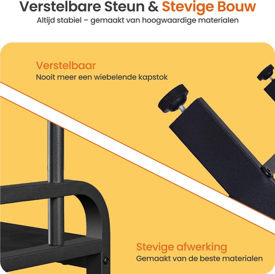 Goliving Kapstok – Garderoberek – Halmeubel – Schoenenrek – Schoenenkast – Industriële kast – Metaal/Hout – 72 x 34 x 183 cm – Zwart