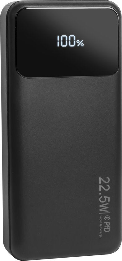 Nuvance - Powerbank 20000 mAh - 22.5W Snellaad Functie - USB, USB-C & Micro USB - Universeel voor Smartphones, Tablets & Gadgets - Reis Powerbanks - Zwart