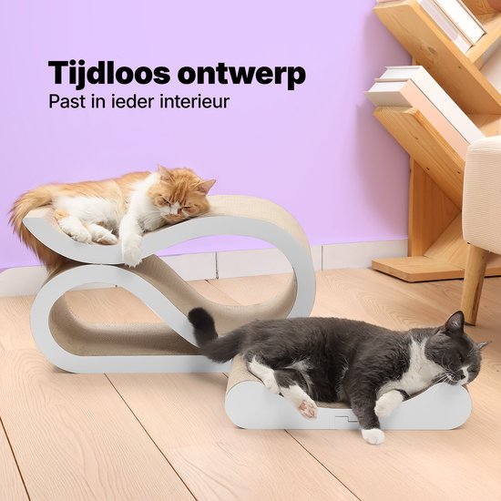 Jake and Jacky Krabkarton voor Katten 2 in 1 Model - Krabpaal Karton - Krabplank - Krabmand - Krabmeubel - Kartonnen Krabmat - Kattenmand - Kattenbed - 60x24x34cm