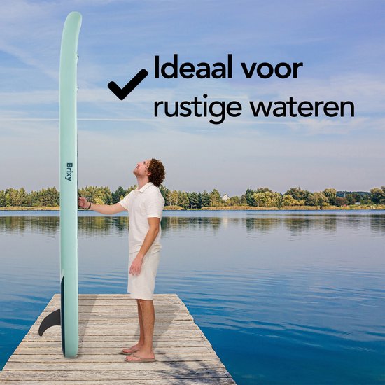 Brixy 2-in-1 SUP Board - met Zitje - Opblaasbaar Paddle Board - Complete Set - 335 cm - Max. 175 kg - Mintgroen/Blauw