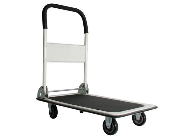 Toolland Platformwagen - 74 x 48 cm - Inklapbaar - 2 vaste wielen en 2 zwenkwielen - Rubberen mat en soft-grip handvat - Max. last 150 kg - Zwart/Wit