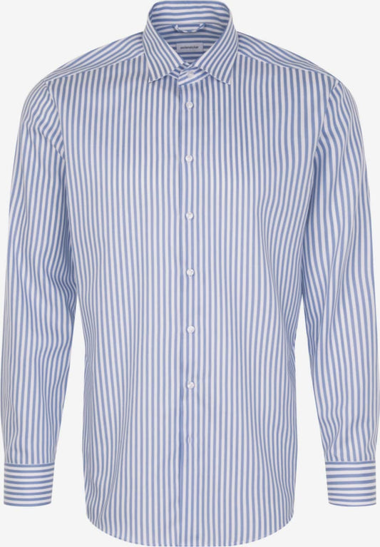 SEIDENSTICKER Regular Fit Zakelijk Overhemd Blauw Denim/Wit, Lange Mouw, Kentkraag - Maat 40