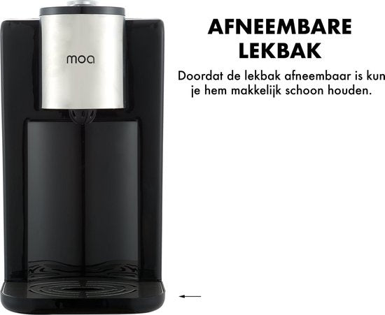 MOA Heetwaterdispenser - 2.5L - kunststof - BPA vrij - 2400W - Zwart/Zilver