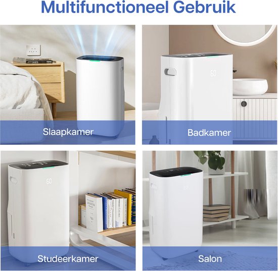 Komodo Luchtontvochtiger Humi S - 25L Per Dag - Slaapkamer, Badkamer, Huis & Kelder - Dehumidifier - Was-droog Functie - Voorkomt Schimmel