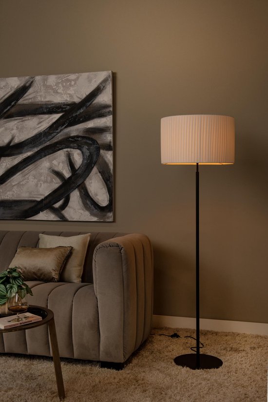Lucide FOLD - Vloerlamp - Ø 45 cm - 1xE27 - Wit - Japandi