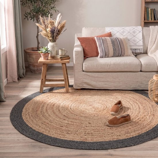 NATURL. Jute vloerkleed - Fair Rond Naturel/Zwart - Ø 120cm