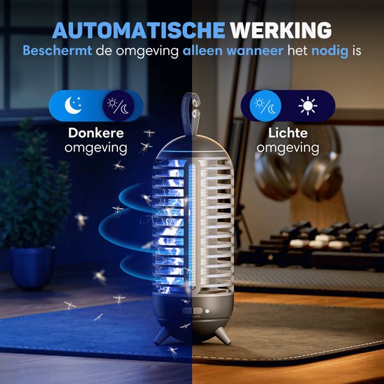 Vulpes Goods® Verjager - Muggenlamp Oplaadbaar - Elektrische Insectendoder - Vliegenlamp - Insectenlamp - UV stand & Nachtlamp - Ophangbaar - Waterdicht - Incl. opvangbak & schoonmaakborstel