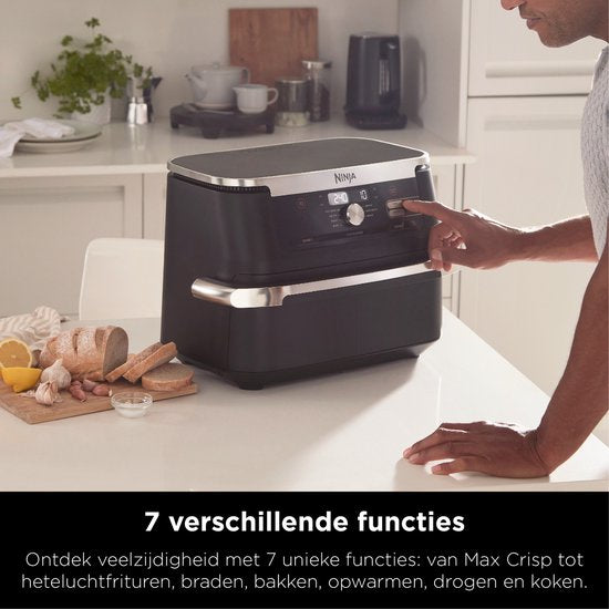 Ninja Foodi FlexDrawer Airfryer, DualZone met verwijderbaar tussenschot, grote lade van 10,4 l, vaatwasserbestendige onderdelen met antiaanbaklaag - Zwart - AF500EU