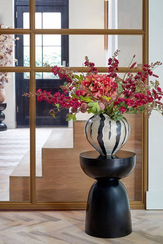 Mica Decorations Elliot Bijzettafel - Bijzettafel Rond H45 x Ø32 cm - Bijzettafeltje voor Woonkamer of Slaapkamer - Ideaal als Plantentafeltje - IJzer met Poedercoating - Zwart