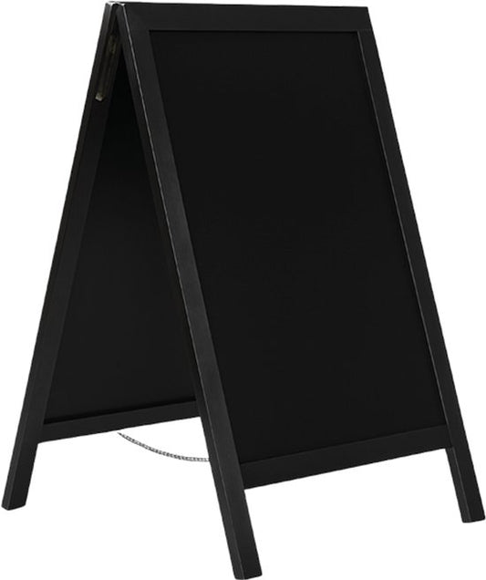 BRASQ Krijtstoepbord Zwart - 70x130 CM - Krijtbord - Reclamebord - Stoepbord - Dubbelzijdig - voor Binnen en Buiten - Horeca