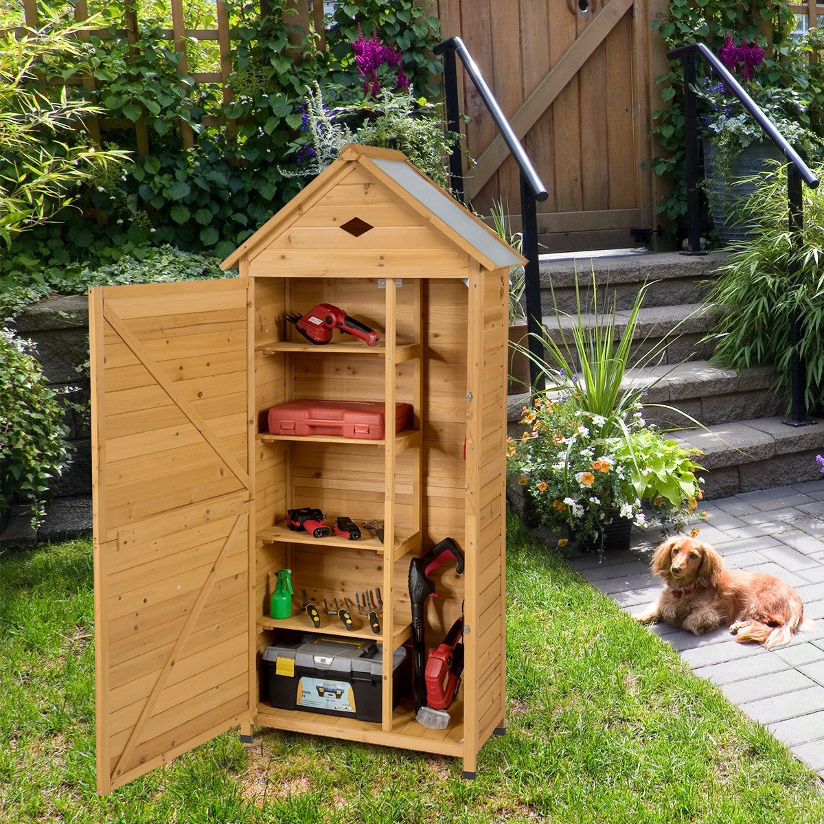 Coast Houten Tuinschuur - 5 legplanken - zadeldak - natuurlijk hout - 70 x 35,5 x 160 cm