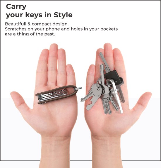 Northwall Sleutelhanger / Sleutel Organizer - 100% Echt Leer - Key Organizer Sleutelhanger - 2 tot 7 Sleutels (bruin)