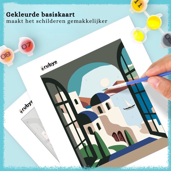 Rubye® Schilderen Op Nummer Volwassenen – Italië – Inclusief Verf en Penselen – Canvas Schildersdoek Zonder Frame - Kleuren op Nummer - Dubbele Set - 15x20cm