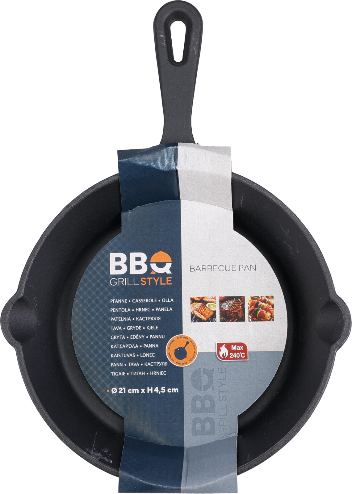 BBQ Grillpan - Gietijzer - 21 x 4,5 cm - Met Steel