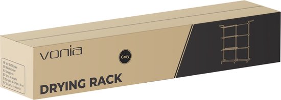 Vonia Droogtoren - Droogrek - Wasrek - Wastoren Dubbel - 3 Lagen - Inklapbaar - 150 x 50 x 171 cm - Grijs