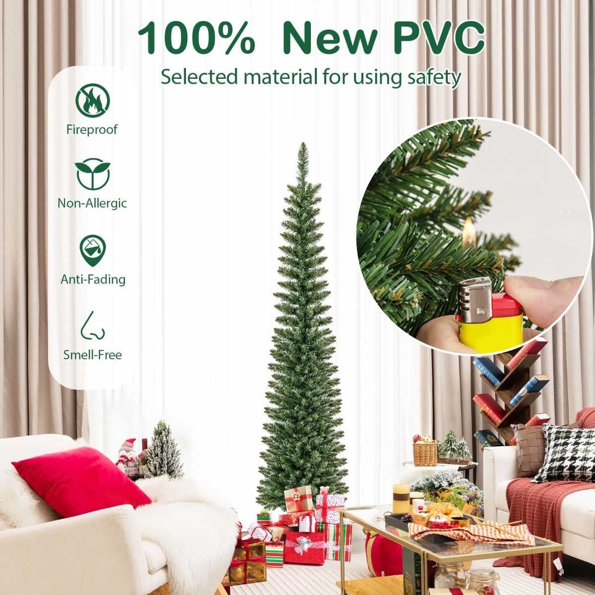 Coast Kunstkerstboom met 390 Takken - 180 Warmwitte LED-Lampjes - 180 cm Hoog - Groen