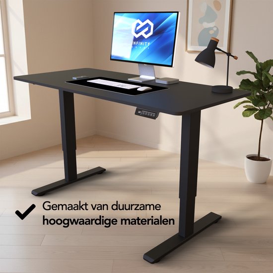 Infinity Goods Zit Sta Bureau Elektrisch Verstelbaar - 140 x 60 CM - Geheugenfunctie - Zwart