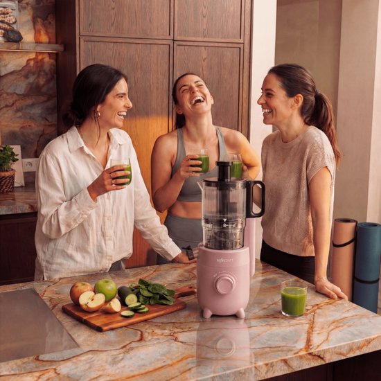 Safecourt Kitchen Slow Juicer - krachtige motor [Pre-cutter & Cold-press technologie] - eenvoudige reiniging - BPA-vrij - sapcentrifuge Roze