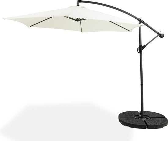 LIFA GARDEN Vulbare verzwaringstegels - Voetstuk voor hangende parasol in zwart - Te vullen met zand of water tot 50 kg - Weerbestendig - 100 x 100 x 8 cm