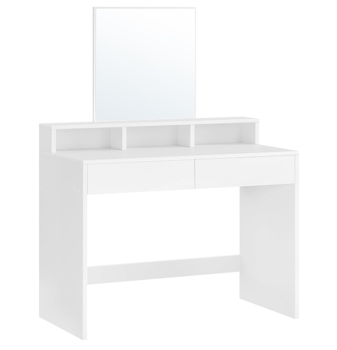 VASAGLE Kaptafel met Spiegel – 2 Lades & 3 Vakken – Wit – 40 x 80 x 140 cm