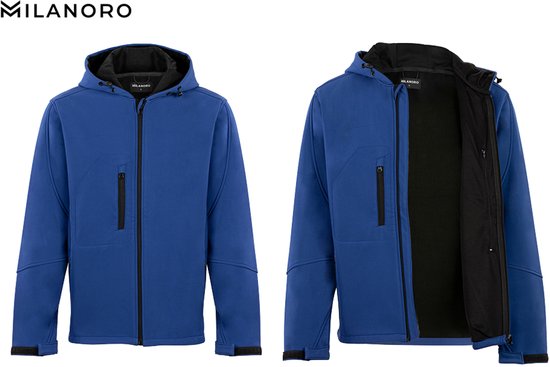 Milanoro - Wind- en waterdichte jasjes - Jas met kap - Koningsblauw - XL