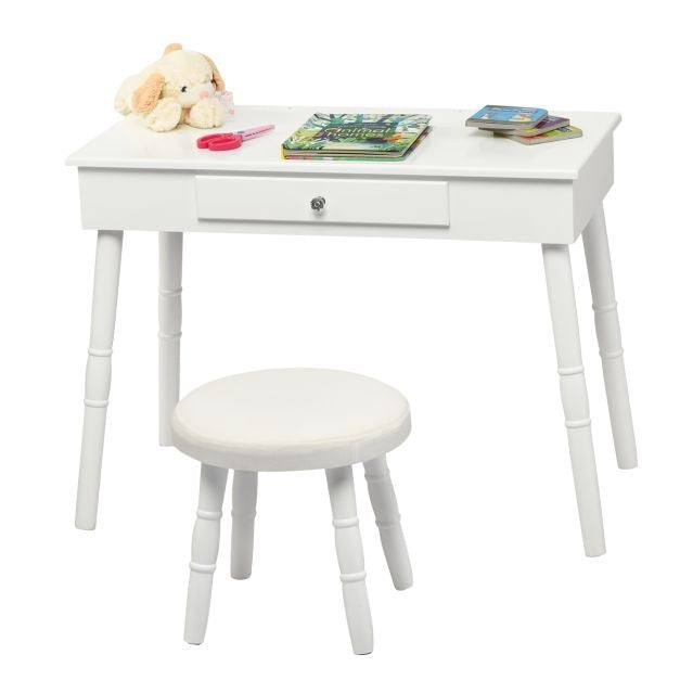 Coast Make-Up Kaptafel voor Kinderen - Met lade - Incl. Krukje - Wit