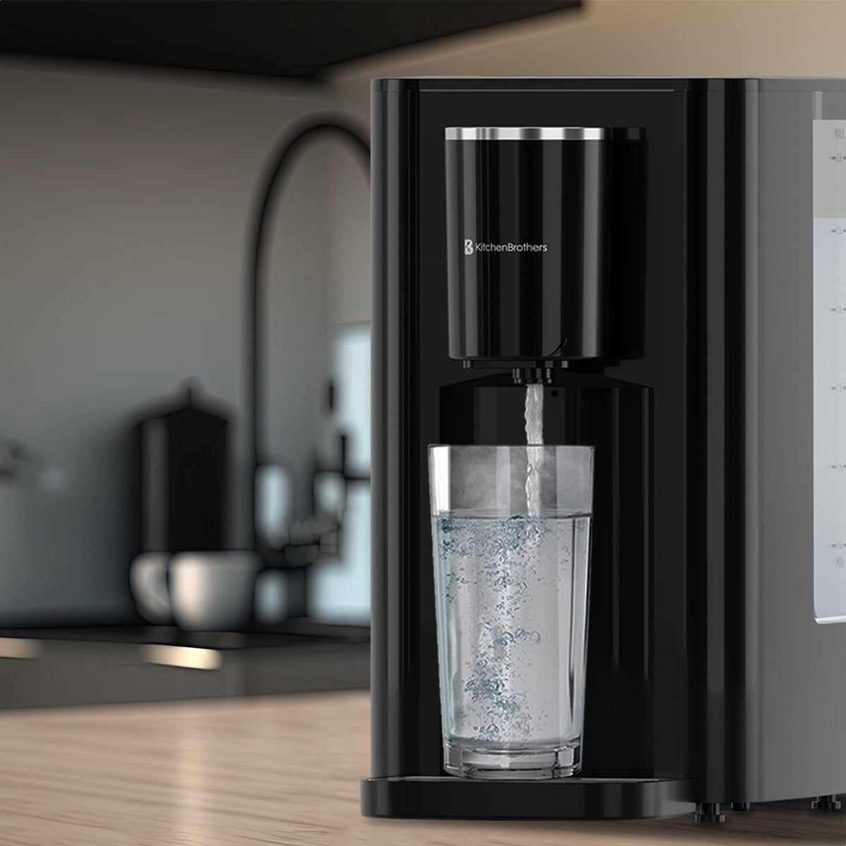 KitchenBrothers Heetwaterdispenser - 2,9L - Touch Display - Heetwatertap - 2600W - Zwart