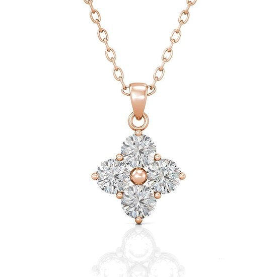 Yolora Dames Ketting met Hanger - Kalpa Camaka Kristallen - Rosé kleurig - 18K Roségoud Verguld - Vrouwen Collier Rose Gold - Sieraden - Halsketting - Luxe Giftbox - Geschenkdoos - Cadeau doos - Exclusieve Geschenkverpakking - Mooie Cadeauverpakking