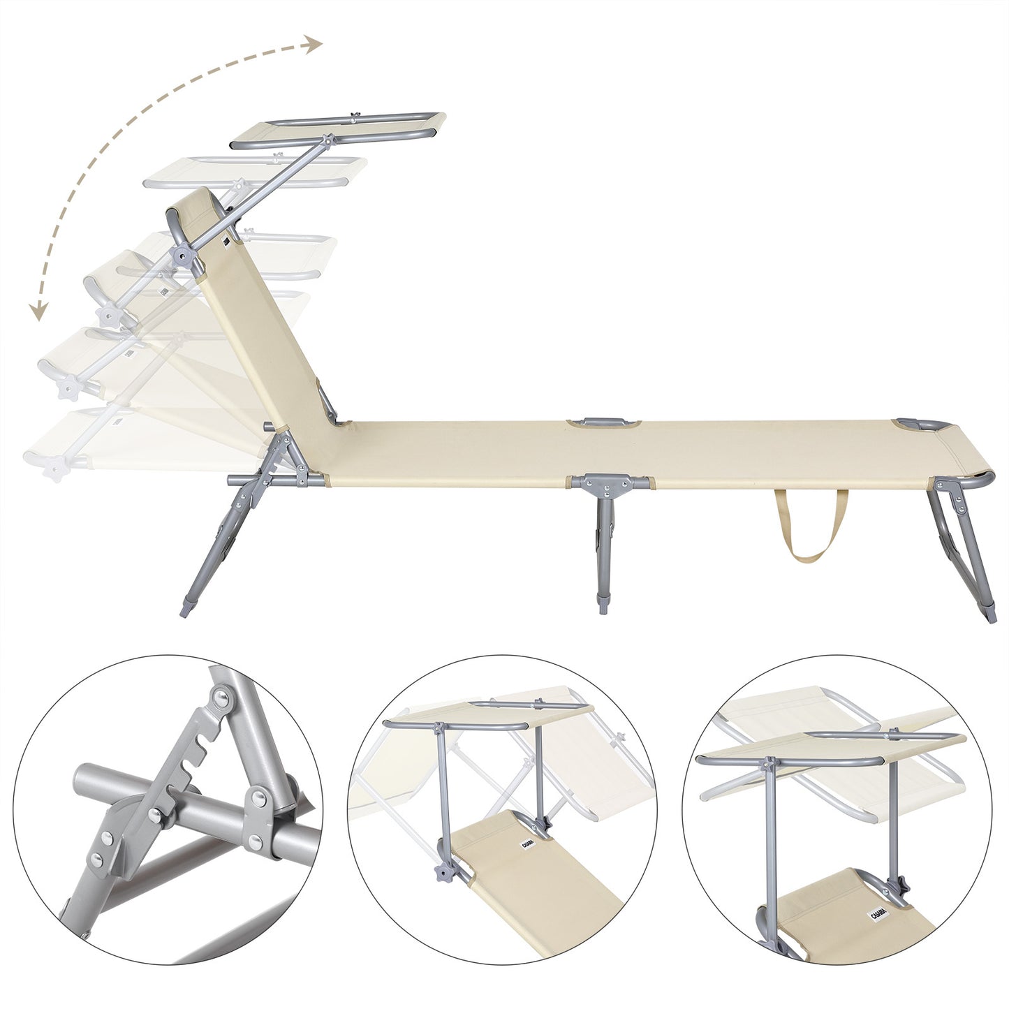 Casaria - Aluminium Ligbed Hawai - met Zonnedak \\u2013 Beige