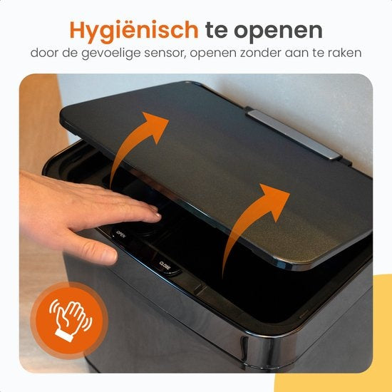 Goliving Automatische Prullenbak Afvalscheiding 64 Liter – Sensor Afvalbak – Handsfree sensor – Afvalemmers – Vuilnisbak voor Binnen – RVS – 40L + 2x12L + 8L – Zilver