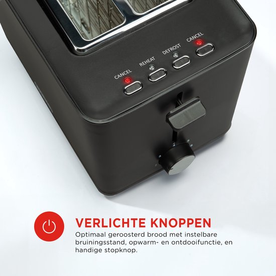Bourgini Tosti Toaster - Broodrooster met Tostiklemmen - Zwart- Extra brede sleuf geschikt voor 2 tosti's - Instelbare bruiningsstand en ontdooifunctie